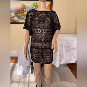 Ralph Lauren Black Crochet Swim Cover-Up